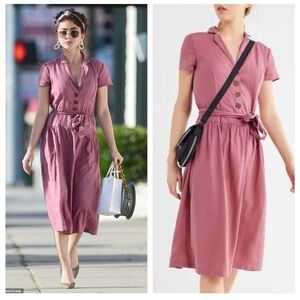 Urban Outfitters Natalie Linen-Blend Midi Dress / S